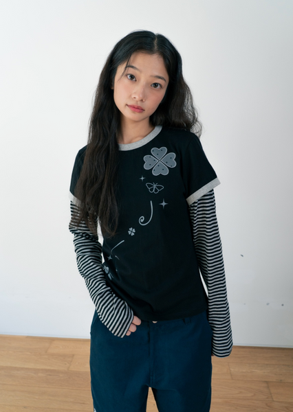 [BAUF] Clover Layered Slim Fit Long Sleeve [Black]