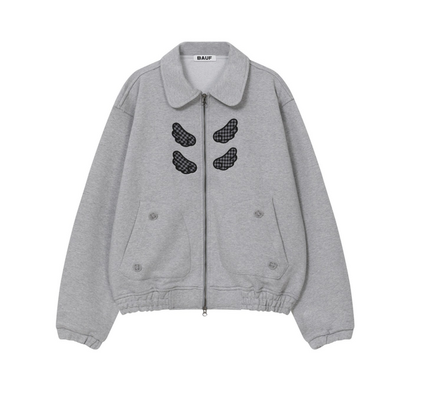 [BAUF] Angel Collar Zip-Up Jacket [Gray]