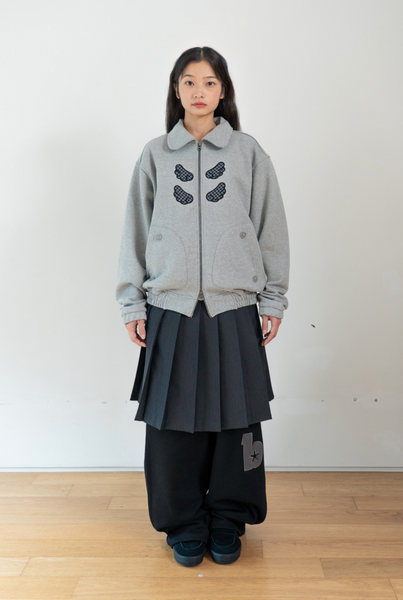 [BAUF] Angel Collar Zip-Up Jacket [Gray]