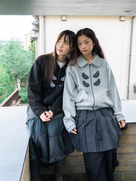 [BAUF] Angel Collar Zip-Up Jacket [Gray]