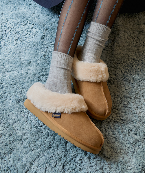 [Rockfish Weatherwear] ORIGINAL WINTER FUR MULES (CHESTNUT)