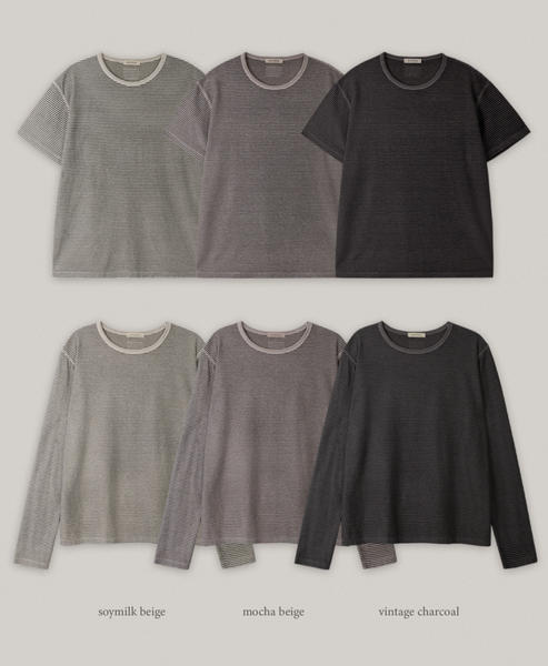 [SLOWAND] # SLOWMADE Mute and Pigment Stripe T-shirt