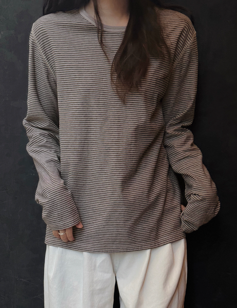 [SLOWAND] # SLOWMADE Mute and Pigment Stripe T-shirt