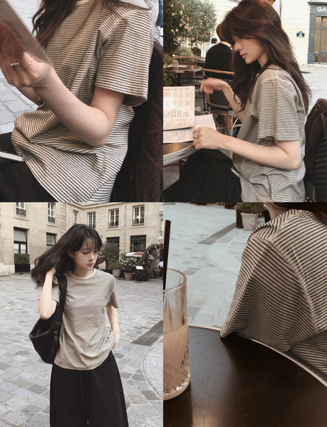 [SLOWAND] # SLOWMADE Mute and Pigment Stripe T-shirt