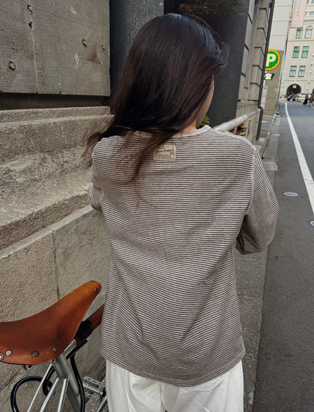 [SLOWAND] # SLOWMADE Mute and Pigment Stripe T-shirt