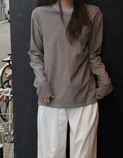 [SLOWAND] # SLOWMADE Mute and Pigment Stripe T-shirt