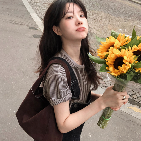 [SLOWAND] # SLOWMADE Mute and Pigment Stripe T-shirt