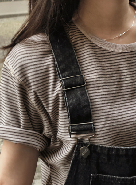 [SLOWAND] # SLOWMADE Mute and Pigment Stripe T-shirt