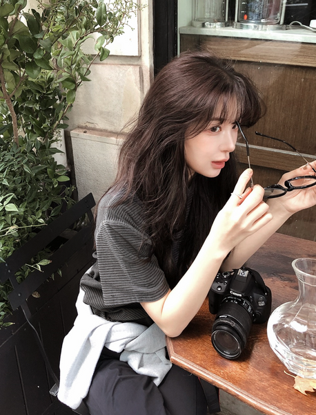 [SLOWAND] # SLOWMADE Mute and Pigment Stripe T-shirt