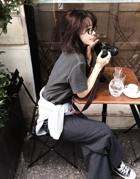 [SLOWAND] # SLOWMADE Mute and Pigment Stripe T-shirt