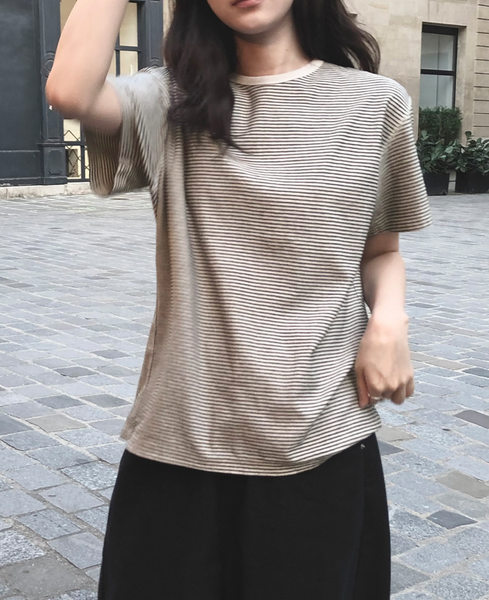 [SLOWAND] # SLOWMADE Mute and Pigment Stripe T-shirt