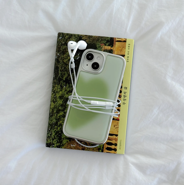 [ABOE] BIG HEART MATCHA Silver Epoxy Phone Case