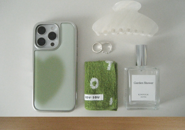 [ABOE] BIG HEART MATCHA Silver Epoxy Phone Case
