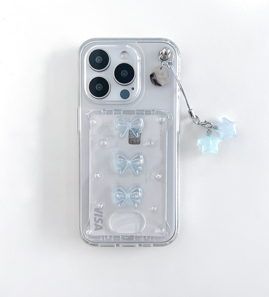 [Peakdrawing] Light Blue Ribbon Card Slot Case Set