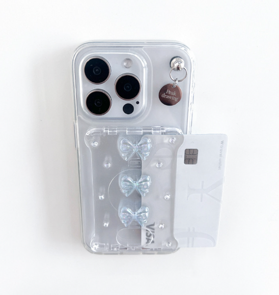 [Peakdrawing] Light Blue Ribbon Card Slot Case Set