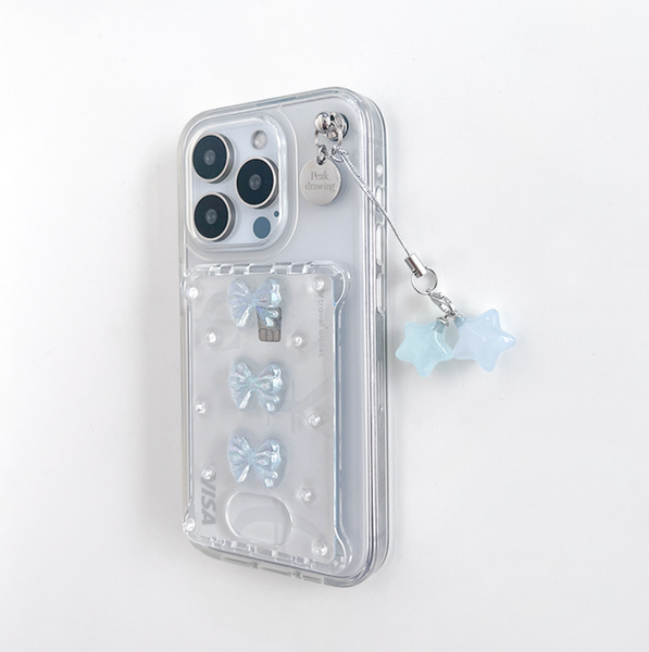 [Peakdrawing] Light Blue Ribbon Card Slot Case Set