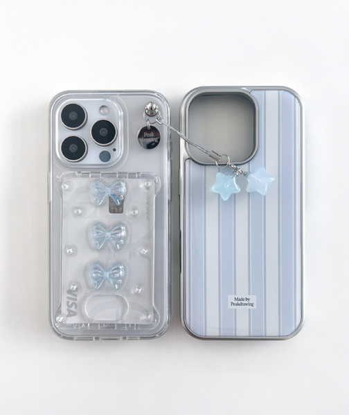 [Peakdrawing] Light Blue Ribbon Card Slot Case Set