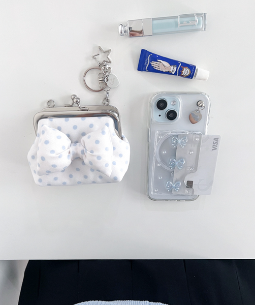 [Peakdrawing] Light Blue Ribbon Card Slot Case Set