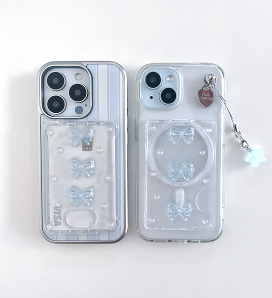 [Peakdrawing] Light Blue Ribbon Card Slot Case Set