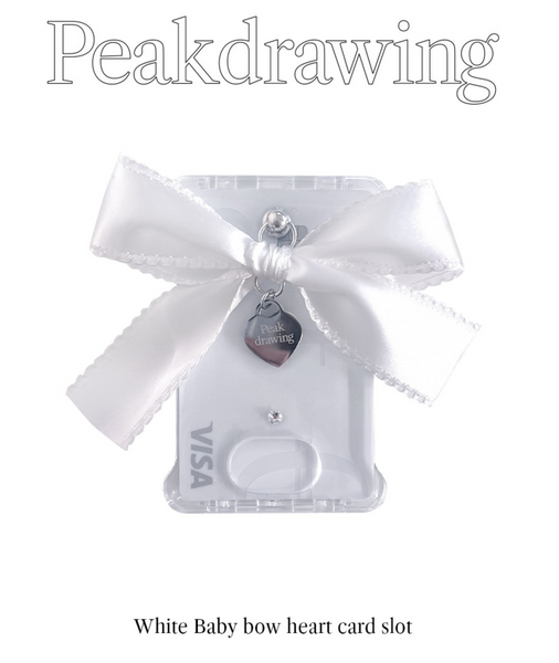 [Peakdrawing] Handmade White Baby Bow Heart Card Slot