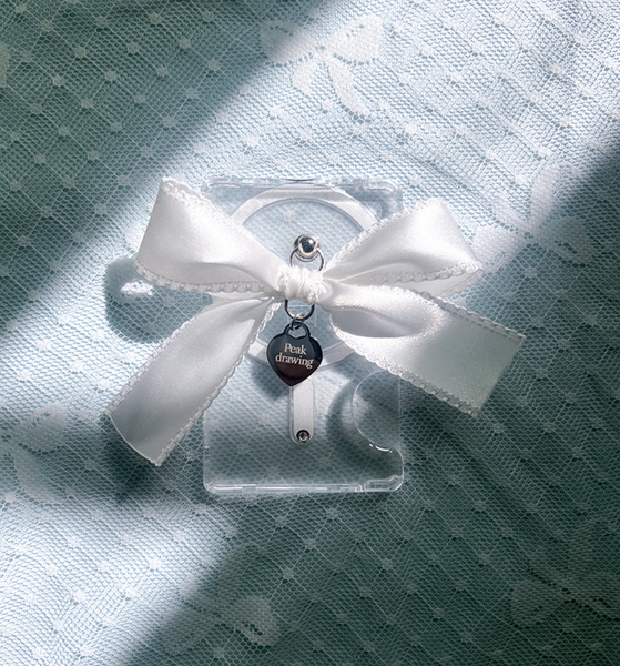 [Peakdrawing] Handmade White Baby Bow Heart Card Slot