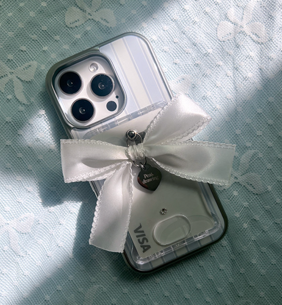 [Peakdrawing] Handmade White Baby Bow Heart Card Slot