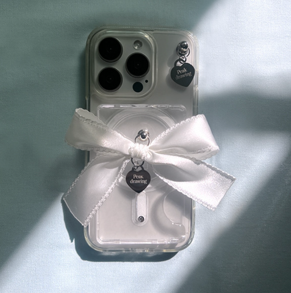 [Peakdrawing] Handmade White Baby Bow Heart Card Slot