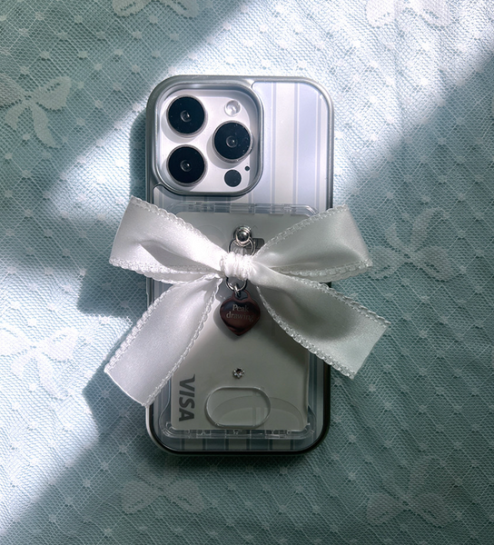 [Peakdrawing] Handmade White Baby Bow Heart Card Slot