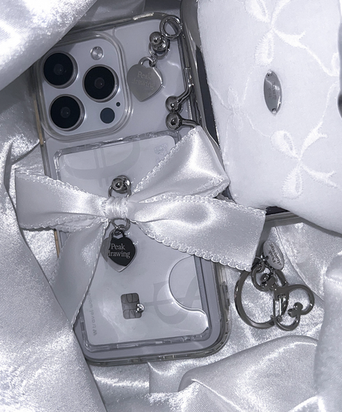 [Peakdrawing] Handmade White Baby Bow Heart Card Slot