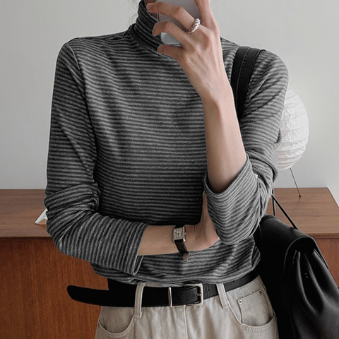 [SLOWAND] #SLOWMADE. Turtleneck & Stripe Turtleneck T-shirt