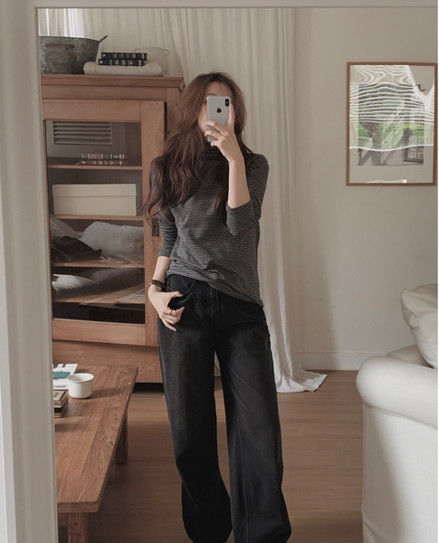 [SLOWAND] #SLOWMADE. Turtleneck & Stripe Turtleneck T-shirt