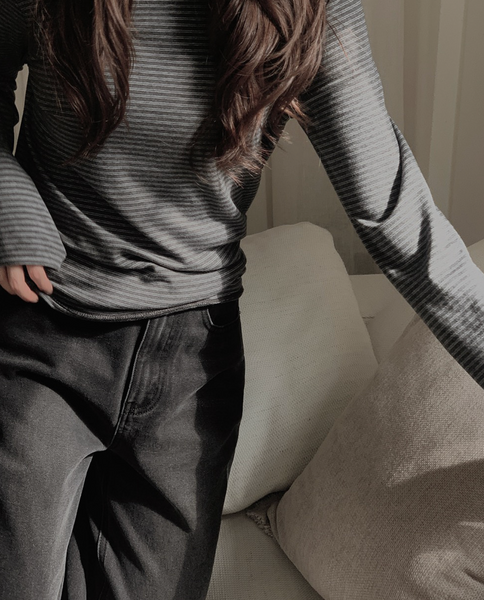 [SLOWAND] #SLOWMADE. Turtleneck & Stripe Turtleneck T-shirt