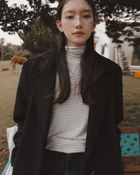 [SLOWAND] #SLOWMADE. Turtleneck & Stripe Turtleneck T-shirt