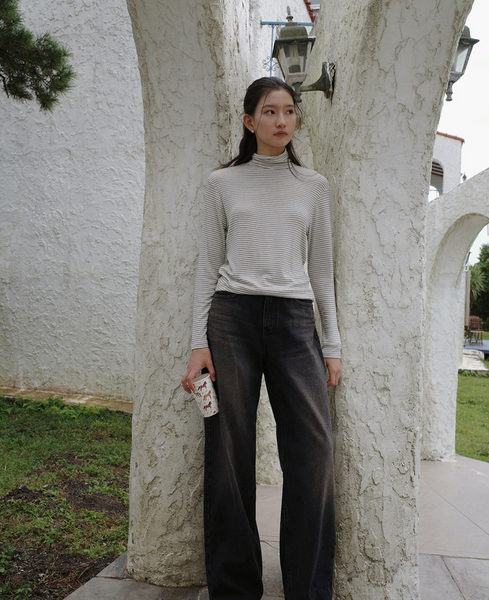 [SLOWAND] #SLOWMADE. Turtleneck & Stripe Turtleneck T-shirt