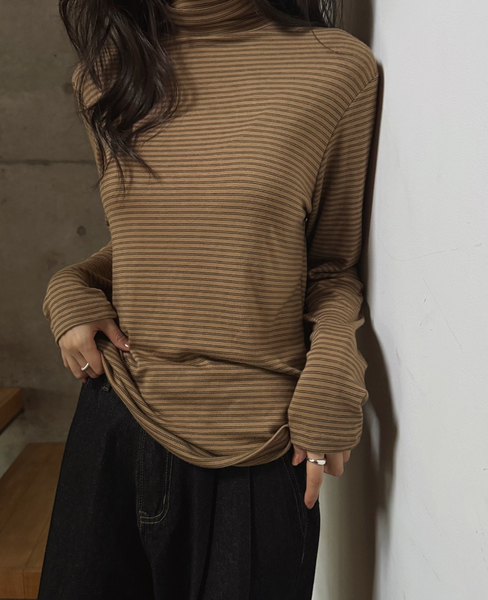 [SLOWAND] #SLOWMADE. Turtleneck & Stripe Turtleneck T-shirt