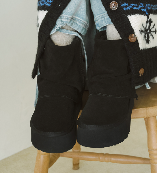 [Rockfish Weatherwear] STUD MAXI FOLDED BOOTS SHORT (2colours)