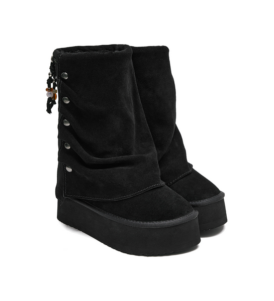 [Rockfish Weatherwear] STUD MAXI FOLDED BOOTS MIDDLE (2colours)