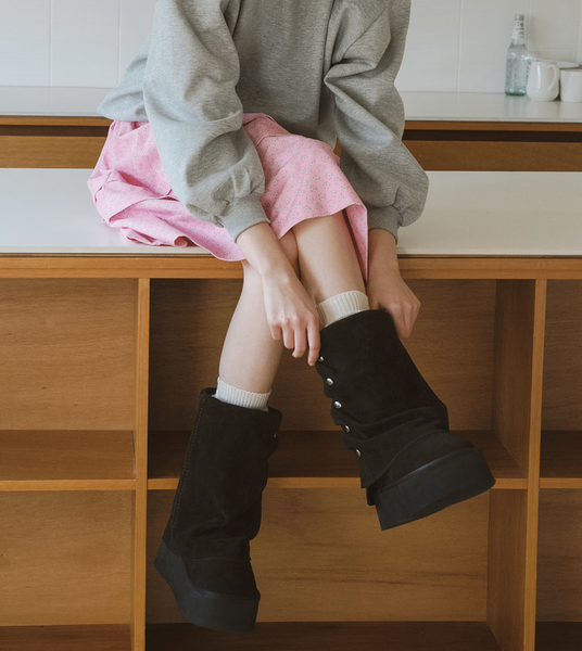 [Rockfish Weatherwear] STUD MAXI FOLDED BOOTS MIDDLE (2colours)