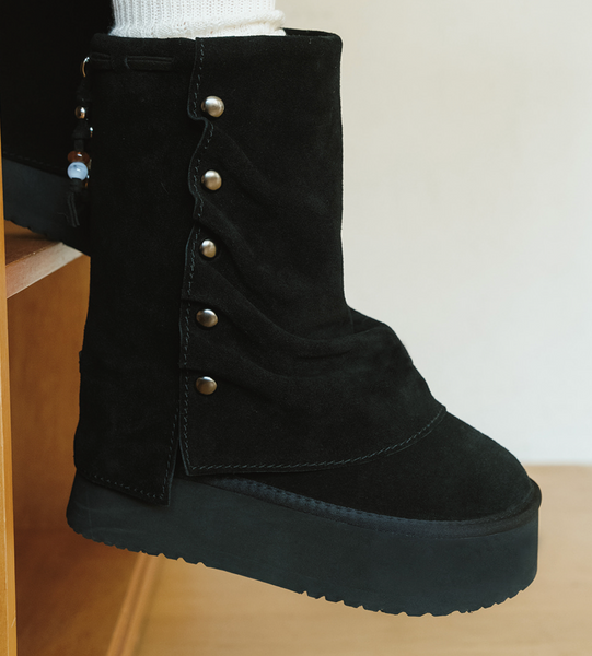 [Rockfish Weatherwear] STUD MAXI FOLDED BOOTS MIDDLE (2colours)