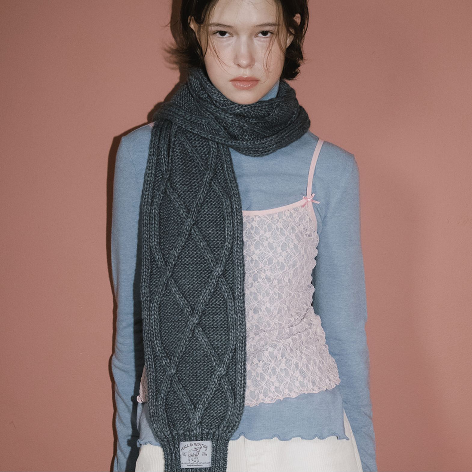 [Rockfish Weatherwear] DIAMOND CABLE SCARF (4colours)