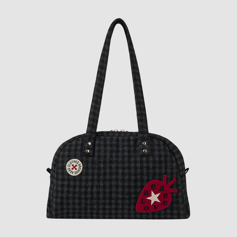[aeae] EMBROIDERY TOTE BAG (CHECK BLACK)