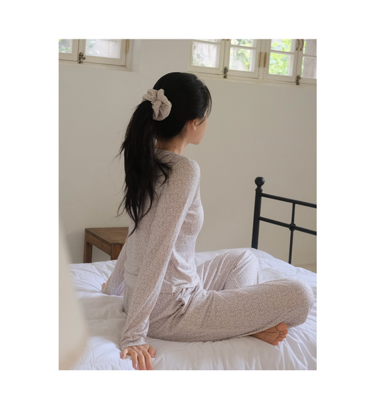 [Juuneedu] Jeu Flower Scrunchy Pajama Set