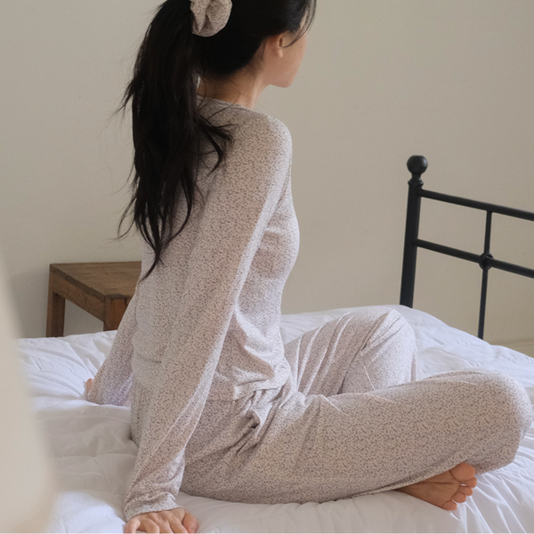 [Juuneedu] Jeu Flower Scrunchy Pajama Set