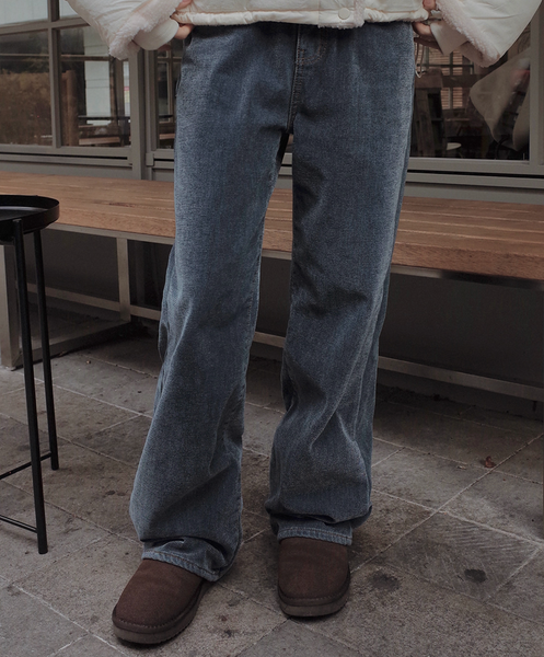 [SLOWAND] # SLOWMADE Light Warm Velvet Napping Straight Fit Denim Pants