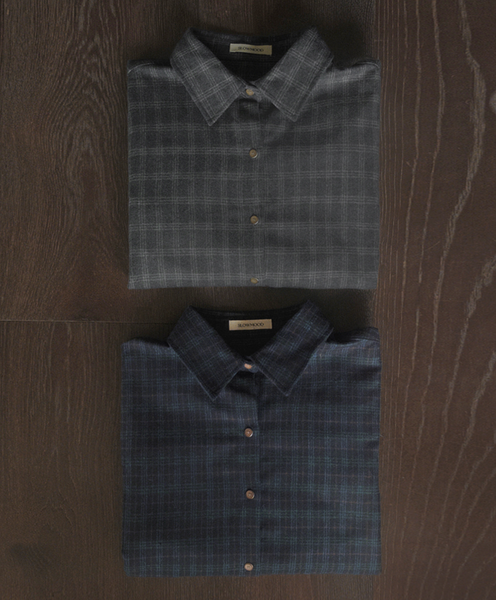 [SLOWAND] # SLOWMADE Deep Mood Fine Checkered Woolen Shirt