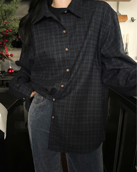 [SLOWAND] # SLOWMADE Deep Mood Fine Checkered Woolen Shirt