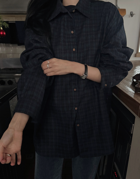 [SLOWAND] # SLOWMADE Deep Mood Fine Checkered Woolen Shirt