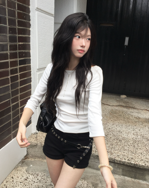 [MODIMOOD] Momu Basic Daily Slim Neck T-shirt