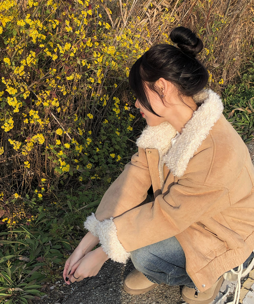 [MODIMOOD] Fur Lining Wool Suede Jacket