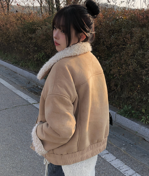 [MODIMOOD] Fur Lining Wool Suede Jacket